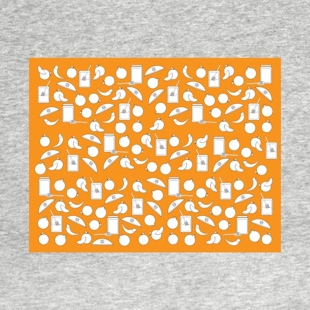 Black White Rosh Hashanah symbols on Orange background by sigdesign